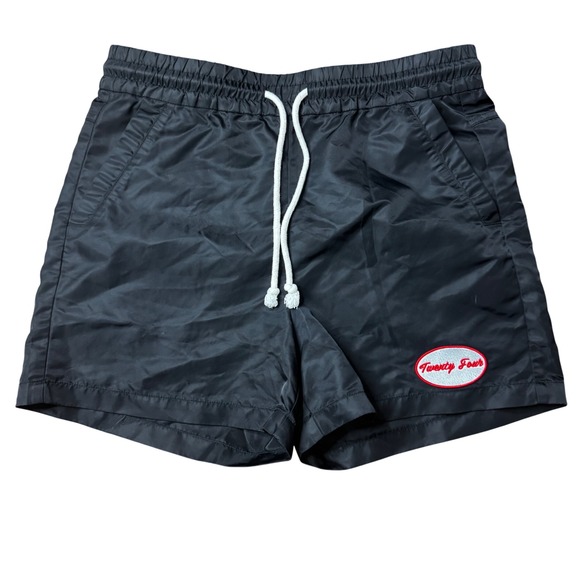 Twenty Four New York Other - Twenty Four New York Mens Black Drawstring Athletic Short Size Medium Patch Logo